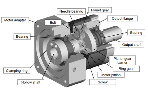 Internal structure and schematic diagram of planetary gearbox